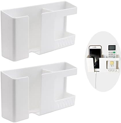 Suporte de controle remoto branco - caixa de armazenamento de montagem de parede adesiva para o escritório da sala de estar