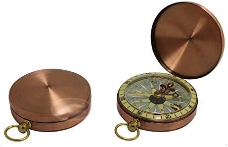Yfdm portátil bússola de camping de bolso de bolso de navegação de bronze bronze shell watch watch watch penduring cadeia