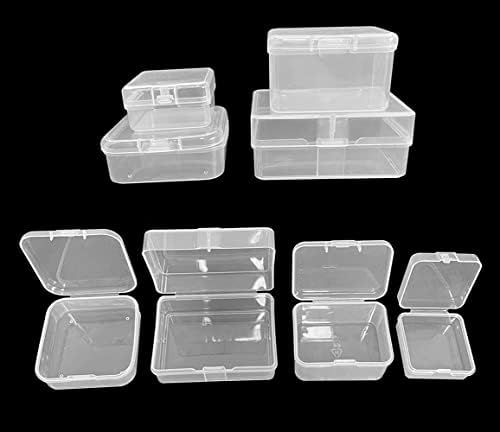 PCXINO 40 PACK 4 Tamanho Caixa de armazenamento pequena e transparente, contêineres de armazenamento de contas de plástico transparente com tampa articulada para itens pequenos e projetos de artesanato