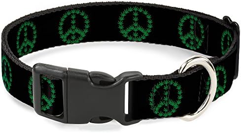 Collar de clipe de plástico - maconha Paz de paz Repita o verde preto - largo largo 18-32