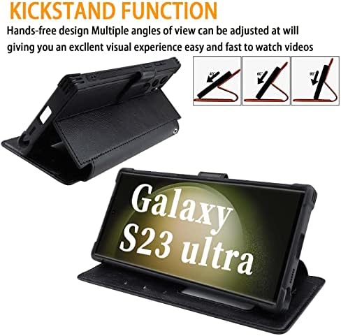 Vanavagy Galaxy S23 Ultra 5G Carteira para mulheres e homens, a caixa de celular Samsung S23 Ultra Flip Supports