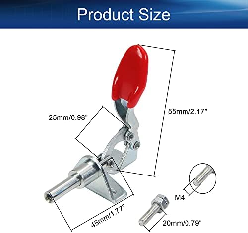 Bettomshin Grampo de alternância ajustável, pule botão de liberação rápida push pull ação de alteração de alojamento 99 lbs capacidade 16 mm aço carbono 301a CLAMP