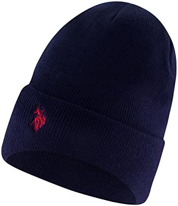 Conceito um dos EUA Polo Assn. Chapéu de gorro, tampa de inverno tricota com forro sherpa preto