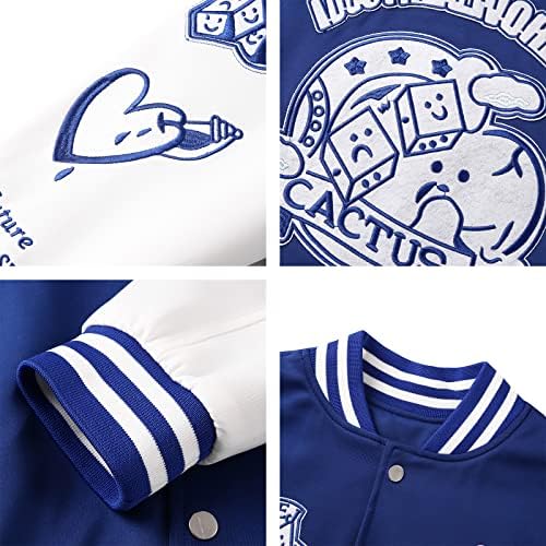 Ynocfri unissex vintage jaqueta de time do colégio de retalhos de retalhos de beisebol letra impressão de lapela casacos para homens homens de rua