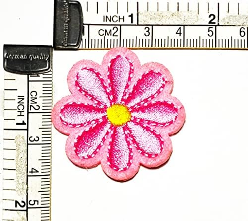 Kleenplus 3pcs. Cor de flor de margarida rosa, flores lindas flores de crachá bordadas florais em costura no emblema para jaquetas camisas roupas adesivas
