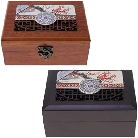 Caixa de jóias Caixa de armazenamento de colar de pulseira de madeira maciça - Caixa de lembrança vintage, armazenamento da caixa