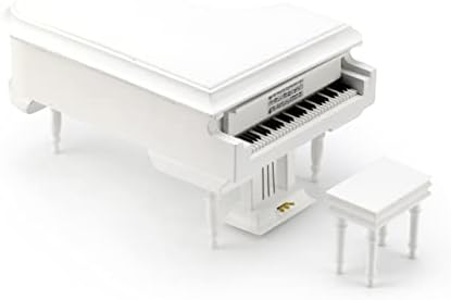 Musical em miniatura de 18 notas sofisticado - Hi - Gloss White Grand Piano com bancada - muitas músicas para escolher