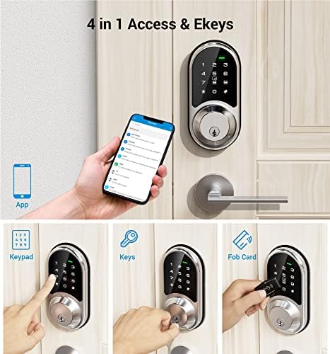 Veise Smart Lock, trava de porta de entrada sem chave, fechaduras inteligentes para a porta da frente com controle de aplicativos,