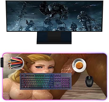 Mouse pads Anime Girl Sexy Butt RGB LED Gaming Mouse Pad Acessórios para jogos Laptop xxl grande mouse blide color light mouse bloco