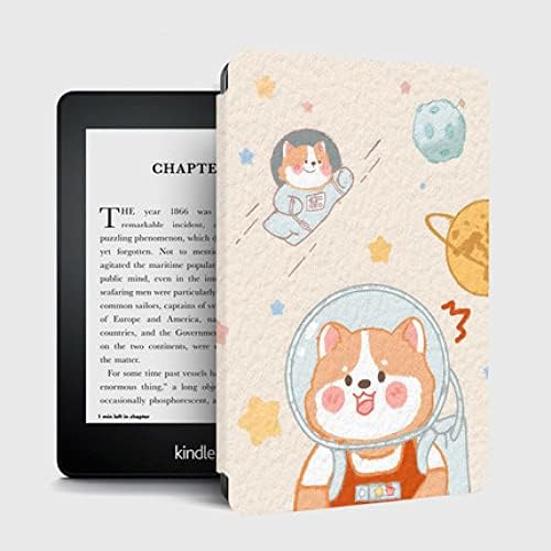 Case compatível com o Kindle All-New 10th Generation 2019, PU Cover de protetora de protetora de couro inteligente de couro com fúria e fechamento magnético, corgi fofo