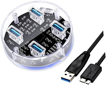 Mobestech USB Hub USB Hub USB Hub USB Hub USB Hub transparente -Port Usb portátil redondo hub Ethernet Adaptador