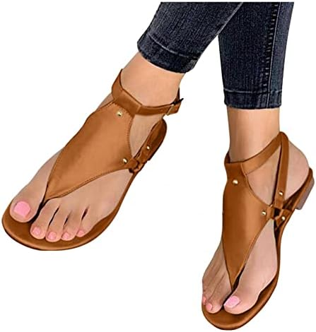 Sandálias femininas UQGHQO Casual, chinelos para mulheres Gladiador de verão t-shera de tira t-shera plana clipe dedo dedo toe