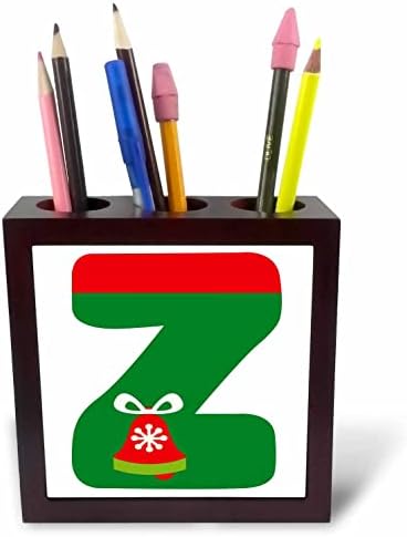 3drose Red Red and Green Christmas Monogram Initial Z - Pen titulares de caneta