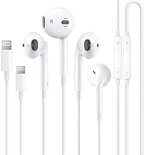 2 fones de ouvido de iluminação de embalagem, fones de ouvido Apple com bluetooth [Apple MFI Certified] fones de ouvido