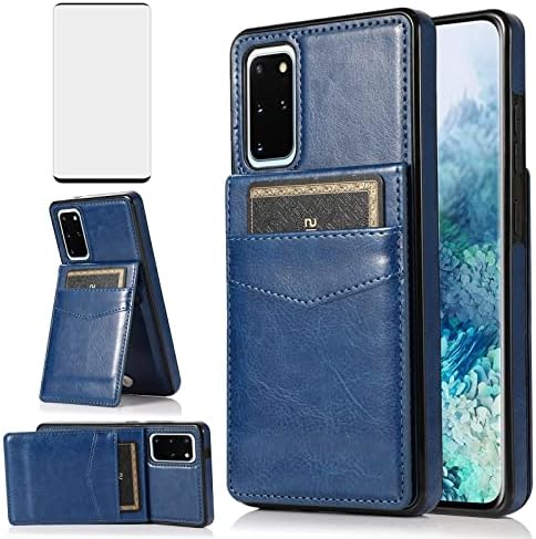 Capa de telefone para Samsung Galaxy S20 Plus Glaxay S20+ 5g com tela de telha de crédito de tela de vidro temperado Tampa da carteira