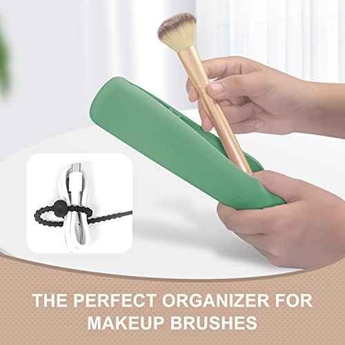 KrsureRicher Makeup Brush Solter com snaps magnéticos para viagens, bolsa de cosméticos de silicone para mulheres, ferramentas de maquiagem modernas suaves portáteis Organizador