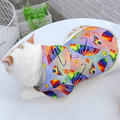 Aquarela Rainbow Umbrella Roupos de animais de estimação Camisa de cachorro Pet Sweater para pequenos cães médios