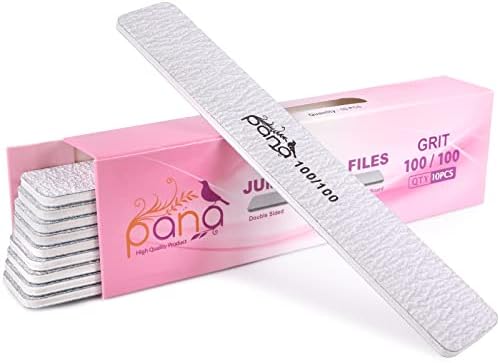 Pana Jumbo Double -lised Emery Nail File para manicure, pedicure, natural e acrílico unhas - Zebra - 50 peças pacote