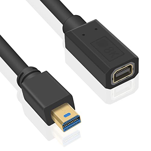 Cabo de extensão de extensão Poyiccot Mini Displayport 1 pés, 8k Mini DP Extensão Cabo, BE-Direcional Mini DP para Mini DP 1.4