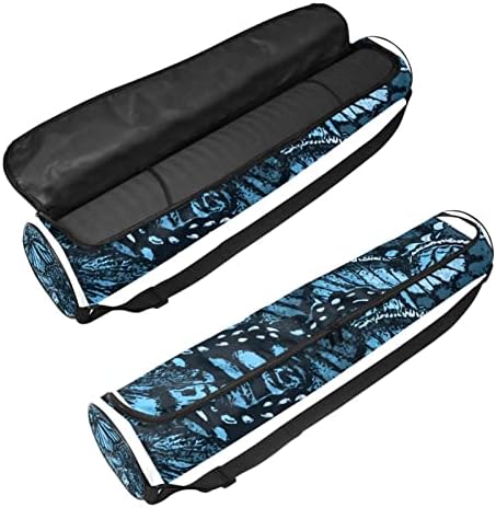 Bolsa de tapete de ioga, borboletas colagem azul teal arte exercício de ioga transportadora de tapete full-zip yoga tape