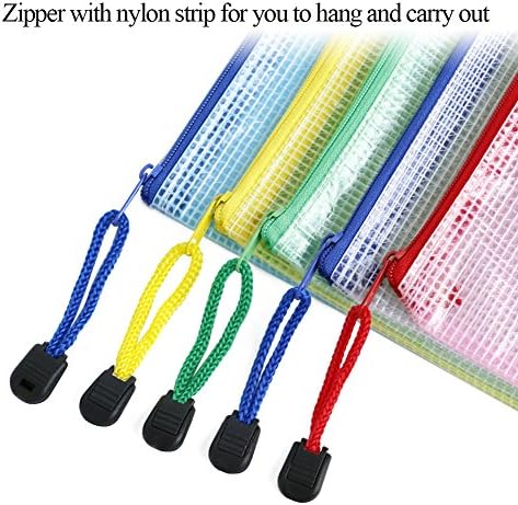 Ofilon Zip Envelope, pacote de 5, 5 cores à prova d'água reforçada PVC Sacos de arquivo com zíper para mulheres, documento