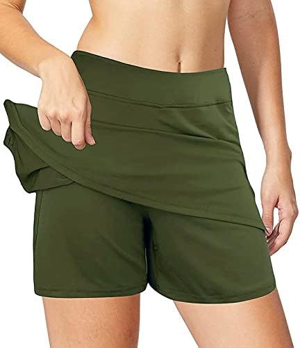 GDJGTA Feminina Athletic Streated Pleated Skort Saias de tênis com shorts e bolsos para executar esportes de treino de golfe de tênis
