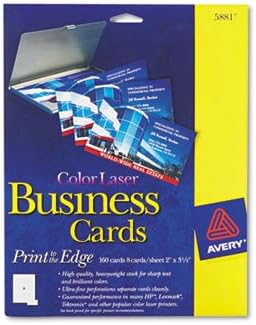 Cartões de visita de dois lados de impressão, laser colorido, 2 x 3-1/2, wht, 160/pk, total 5 pk