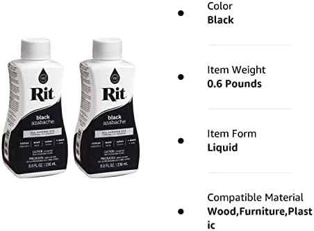 Rit Dye Liquid Fabric Dye, 8 fl oz, preto, 2 pacote