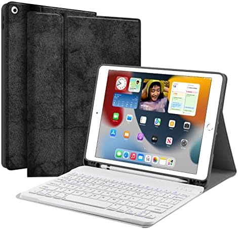 Juqitech iPad Teclado do iPad para iPad 9º 8º 7ª geração - Caso inteligente com teclado para iPad 10.2 polegadas 2021 2020 2019