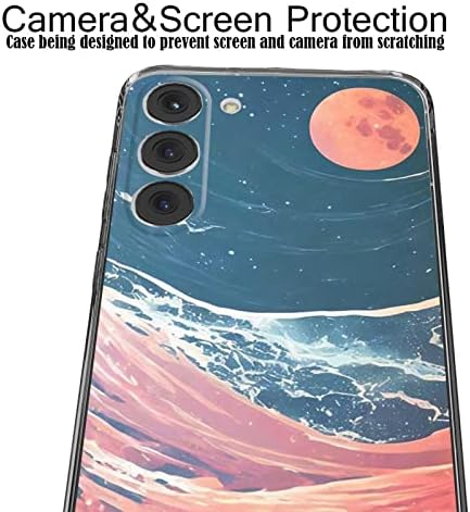 Compatível com o caso da paisagem da Lua Samsung Galaxy S23, abstrato de lua laranja paisagem de estojo gráfico elegante