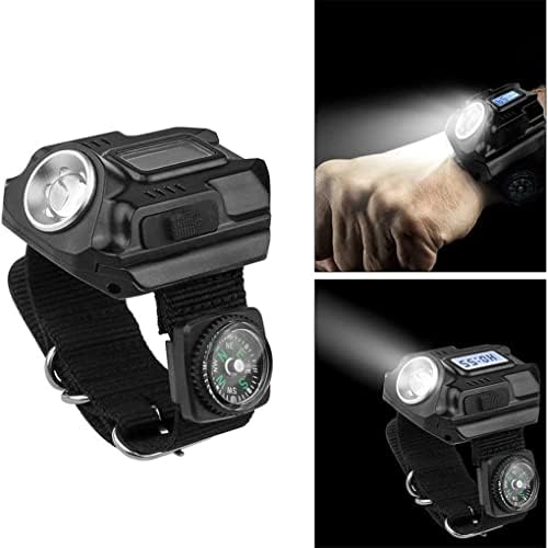 KFJBX LED LED LUSC Lanterna recarregável Com bússola relógio leve Luz de pulso portátil XPE Ferramenta de iluminação para caminhada