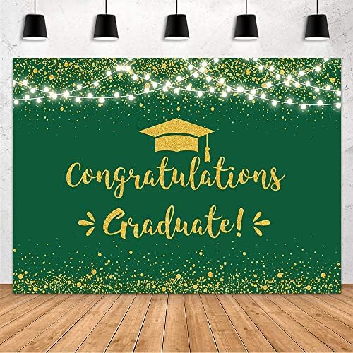 Mehofond Green e Gold Graduation Cenário da graduação de 2023 Decorações de festa de graduação Parabéns Graduação Passo