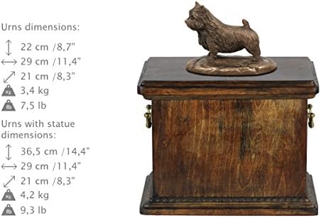 Norwich Terrier, memorial, urna para as cinzas de cachorro, com estátua de cachorro, Artdog