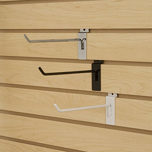Econoco 10 ”Slatwall Deluxe Hooks, ganchos de slatwall, ganchos de exibição para painel, branco
