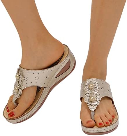 Sandálias femininas chinelos confortáveis ​​para mulheres com arco Apoio Sandálias de cunhas casuais de verão para mulheres