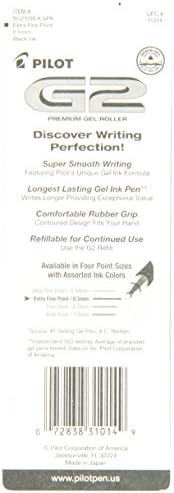 PILOT G2 Premium recarregável e retrátil canetas de gel de bola, ponto extra, tinta preta, 2 pacote