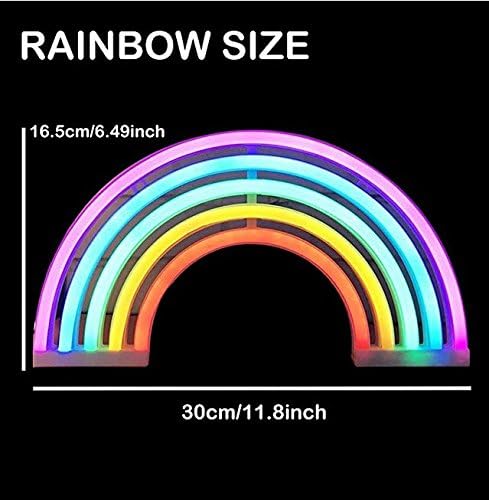 Luz de néon arco -íris, sinal de arco -íris de néon colorido fofo, bateria ou luz noturna alimentada por USB como decoração de parede
