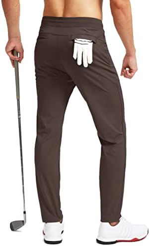 Calças de golfe masculinas de Pudolla esticam calça de moletom com bolsos com zíper Slim Fit Work Casual Joggers Calças para