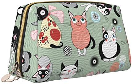 PSVOD adorável gato de desenho animado bolsa cosmética de couro, bolsa cosmética de viagem, bolsa de cosméticos portáteis,