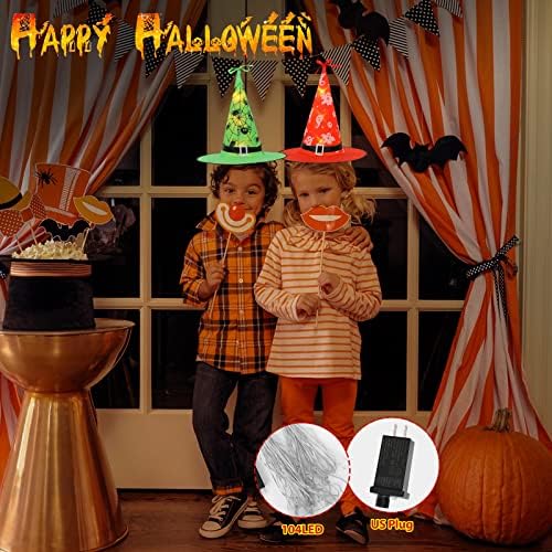 Anysy Halloween Witch Hat Lights Decorações, 23 pés 120leds 8 PCs Chapéus de bruxa, 8 modos Decorações de Halloween à prova d'água para