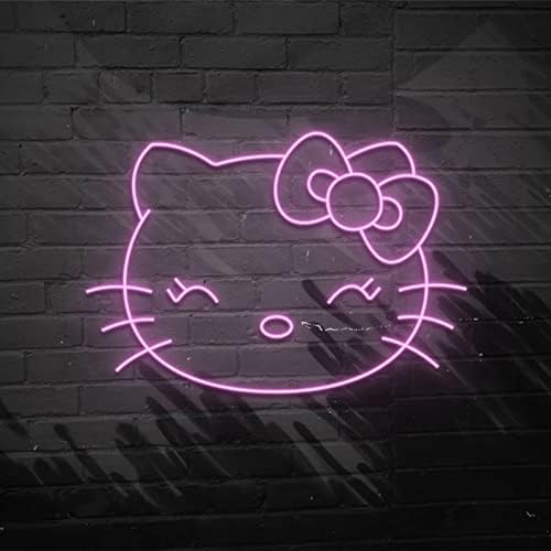Hello kit gato gato japão anime néon sinal estético Animal fofo Lâmpada led lâmpada Decoração de parede de parede Kawaii Decoração do