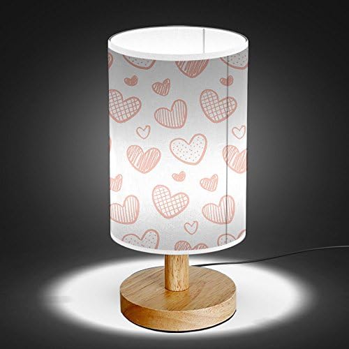 Artlights - Mesa de decoração de base de madeira/lâmpada de mesa/cabeceira [corações de bebê rosa amoroso amor]