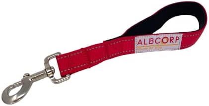 Coleira de cachorro curta albcorp, nylon Owen com alça de neoprene acolchoada, 12 polegadas, vermelho