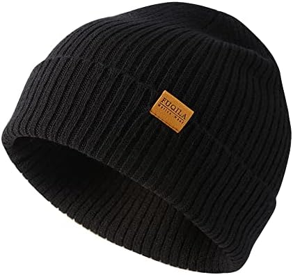 Fuqila Merino Wool Feanie chapéu, unissex que quente Baps de inverno macio, respirável e aconchegante Capinho de