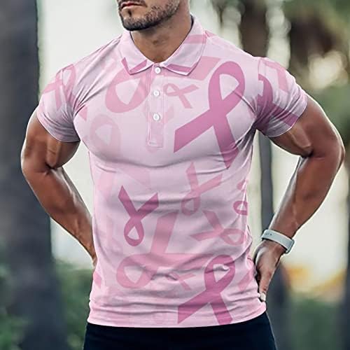 Baikutouan Pink Ribbon Câncer de mama Consciência masculina Polo-shirts de manga curta camisetas de tênis esportivo ao ar livre