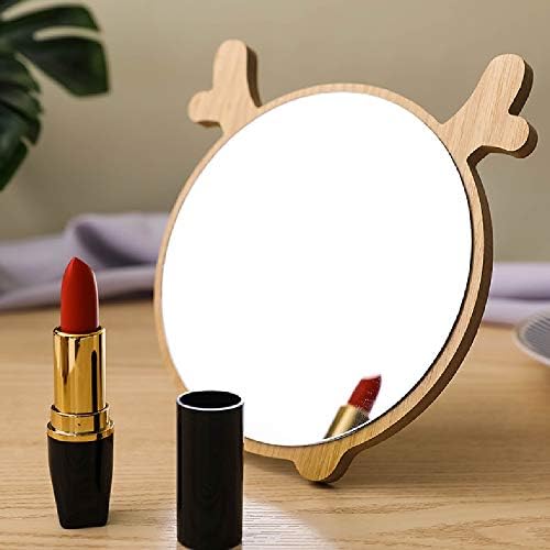 Espelho de mesa compacta redonda, de Natal, espelho de mesa em forma de orelha de veado de veado para o espelho emoldurado para meninas para meninas maquiagem de banheiro comestão espelho de viagem de chuveiro