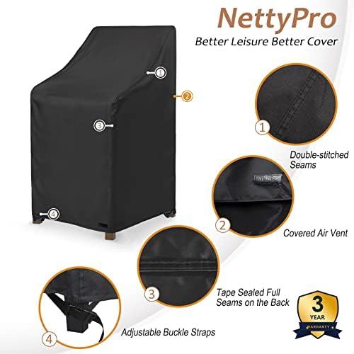 A cadeira de pátio empilhável da NettyPro tampa a capa de cadeira de mobília ao ar livre à prova d'água, encadeados para 4-6