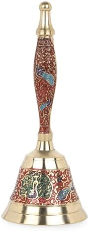 Hashcart Brass Puja Bell para Mandir - Decorativo colorido Ghanti - Pooja Bell para Fastivais Hindus/Escritório/Presentes