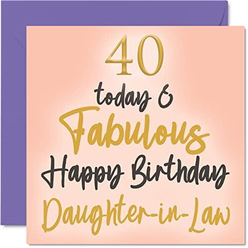 Stuff4 Fabulous 40th Birthday Cards for Filhe -in Law - 40 Today & Fabulous - Feliz Aniversário Card para a Filha