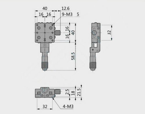 X eixo de corte de medição de deslocamento plataforma CNC Manual de trilho transversal estágio 40mm